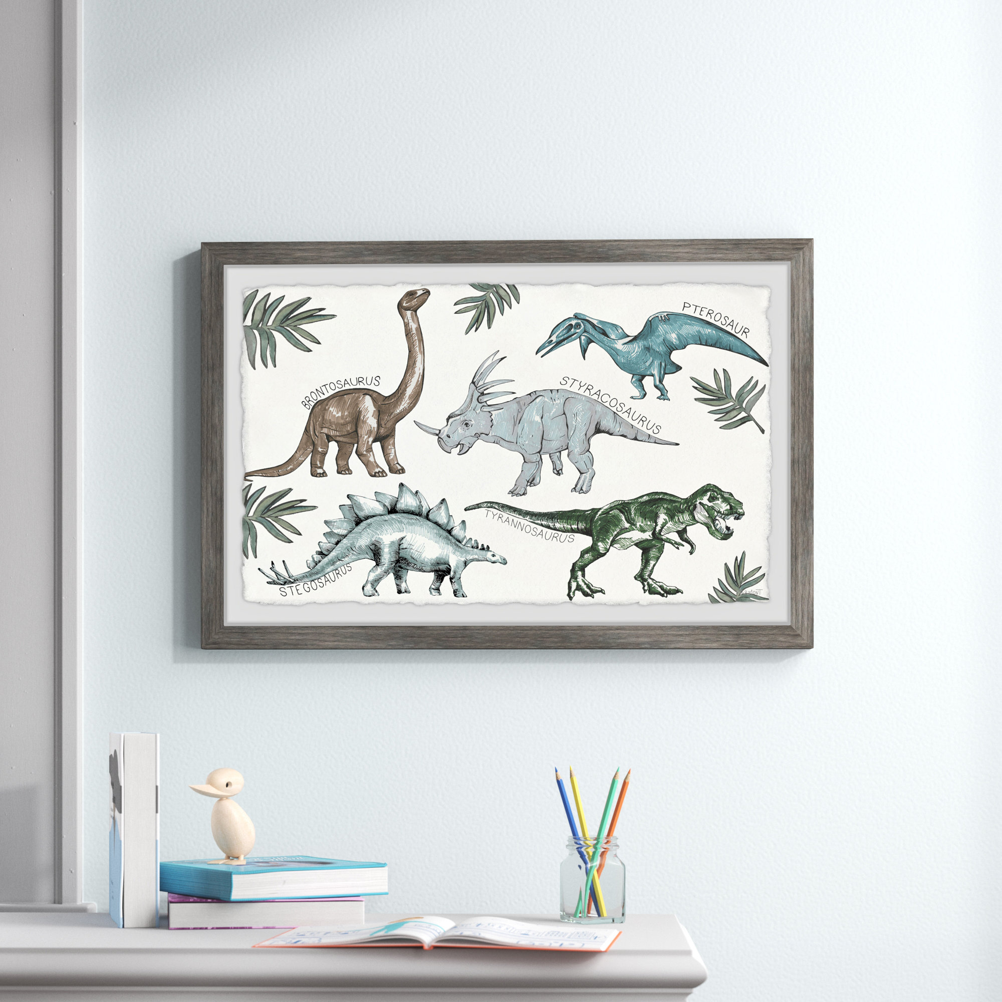 Three Posts™ Baby & Kids Jaheim Ancient Dinosaurs Framed Art | Wayfair