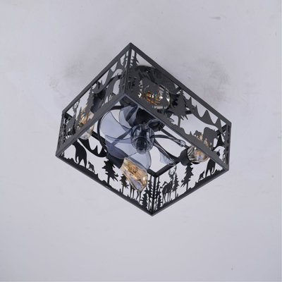 Ventilateur de plafond encastré carré en tissu 20 po Farmhouse