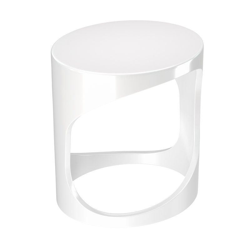 Glossy White Resin Oval Shower Stool