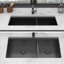 Évier de cuisine à double cuve encastrable 36 po x 19 po x 10 po noir bronze industriel avec deux cuves profondes de 10 po