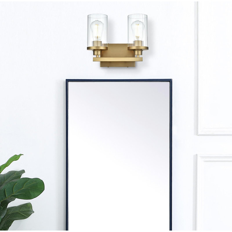Éclairage pour meuble-lavabo à intensité variable Dariela, Doré, H 10 po x l 12 po x P 12 po, Deux lumières