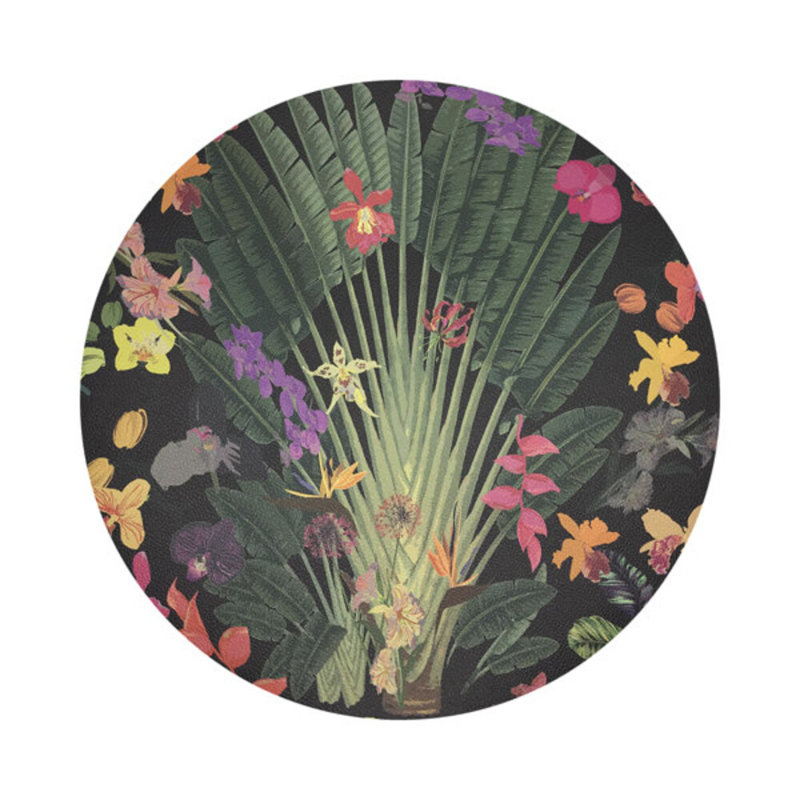Fantasy Tropical Pebble 16" Vinyl Placemat, Black/Green