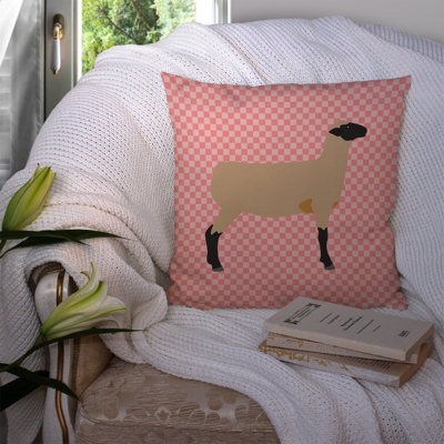 Sheep Check Fabric Outdoor Throw Pillow
