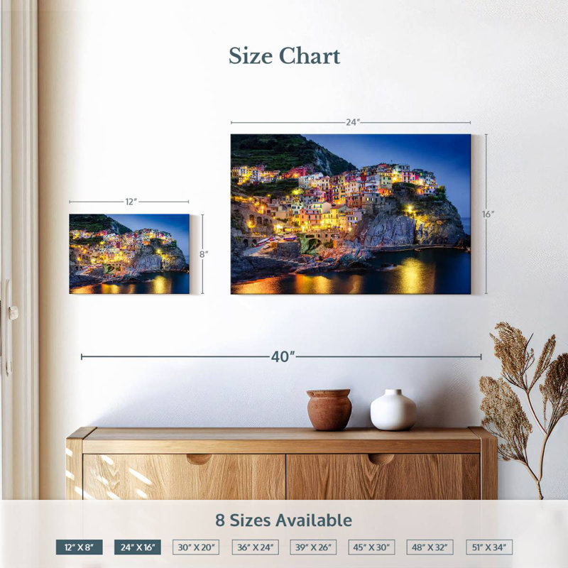 Gillard Cinque Terre Night View, 16" H x 24" W