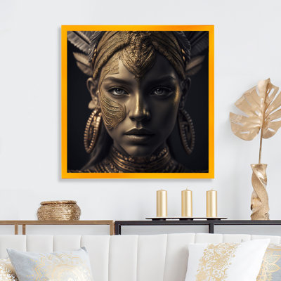 «Shuaib Bohemian Woman Traditional Coiffe Vintage Gold I», reproduction sur toile