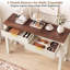 Console cannelée de 120 cm avec station de recharge, 2 tiroirs, table d'entrée étroite pour salon-1117443797-1117443799