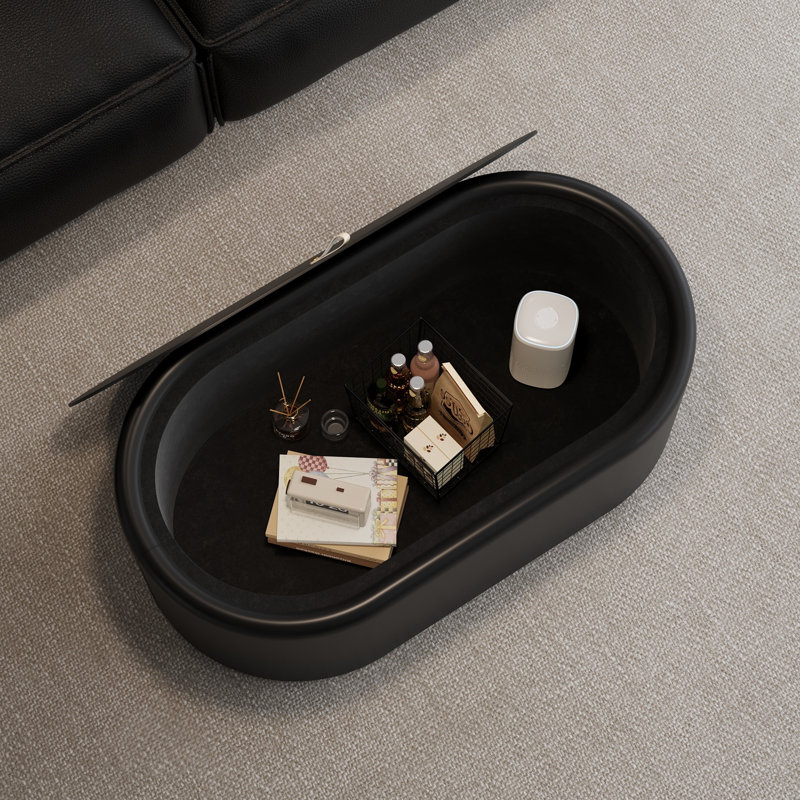 Table basse ovale avec rangement dissimulé