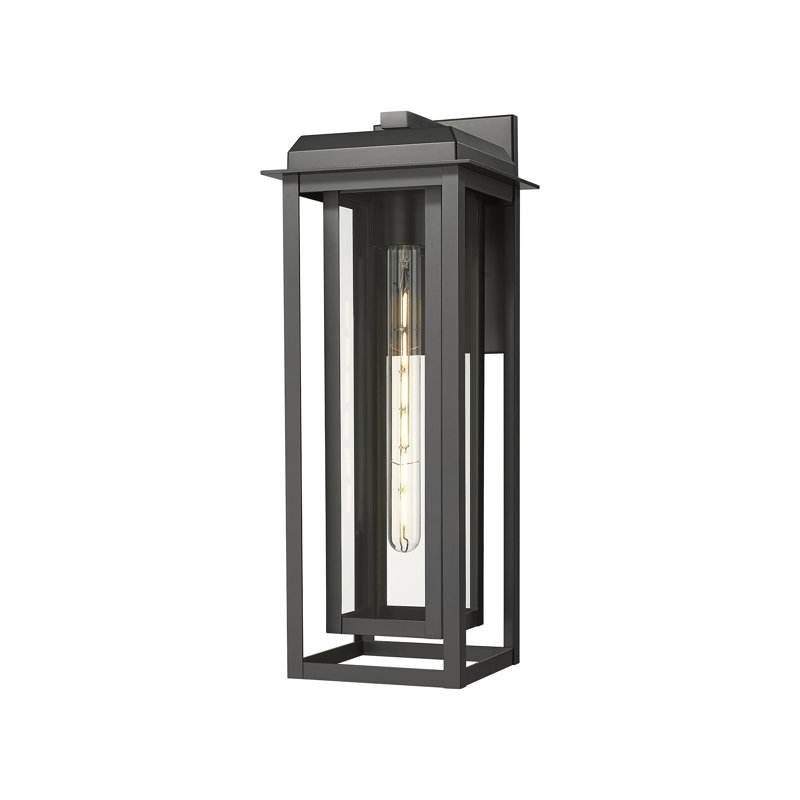 Mansfield 1-Light 20" Matte Black Coastal Outdoor Sconce With Clear Glass, Clear, Matte Black, 20