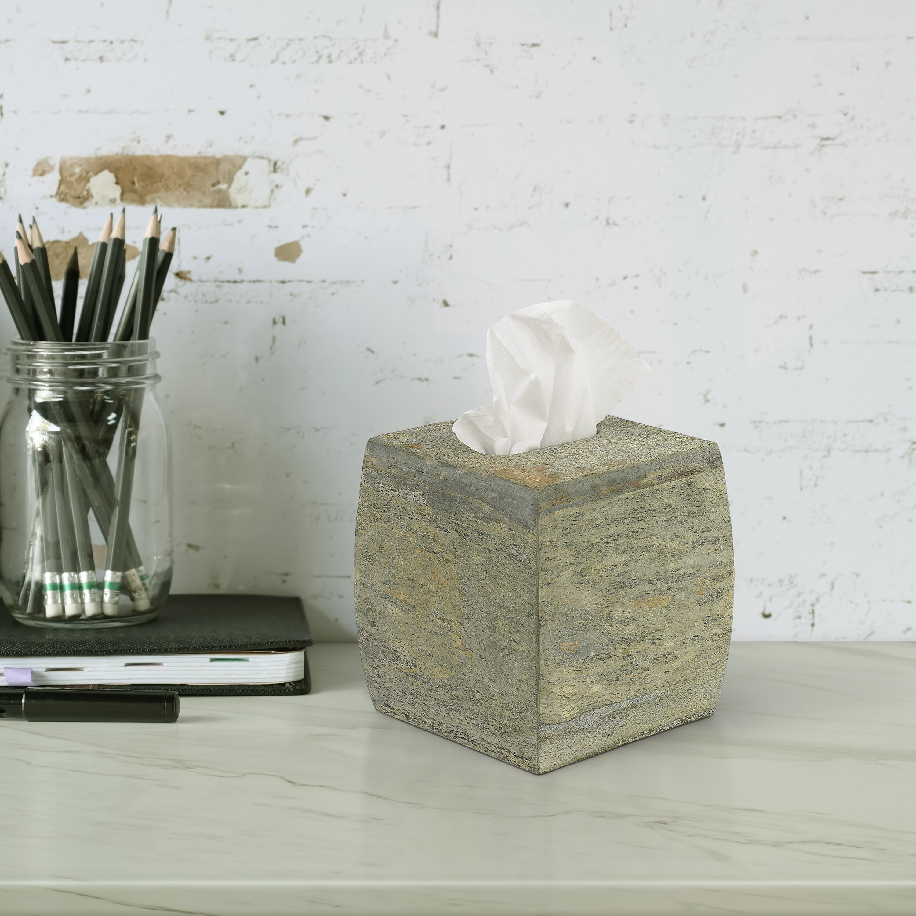 Sedona White Square Tissue Box Cover + Reviews