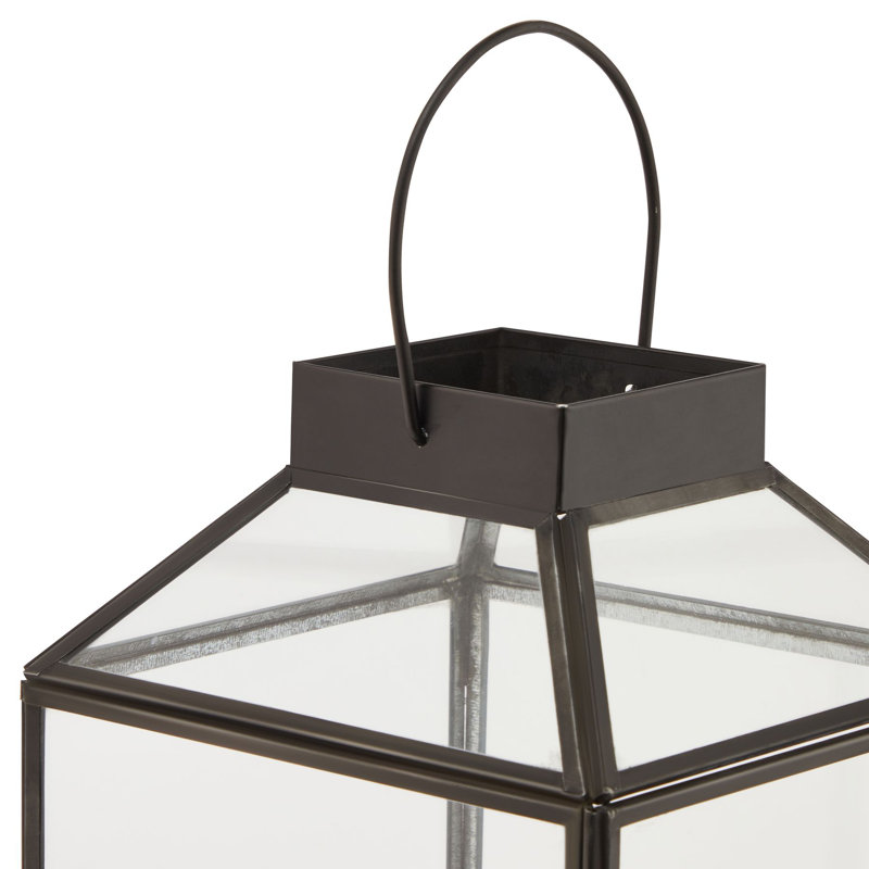 Glass Tabletop Lantern, 31cm H x 17cm W x 17cm D, Black