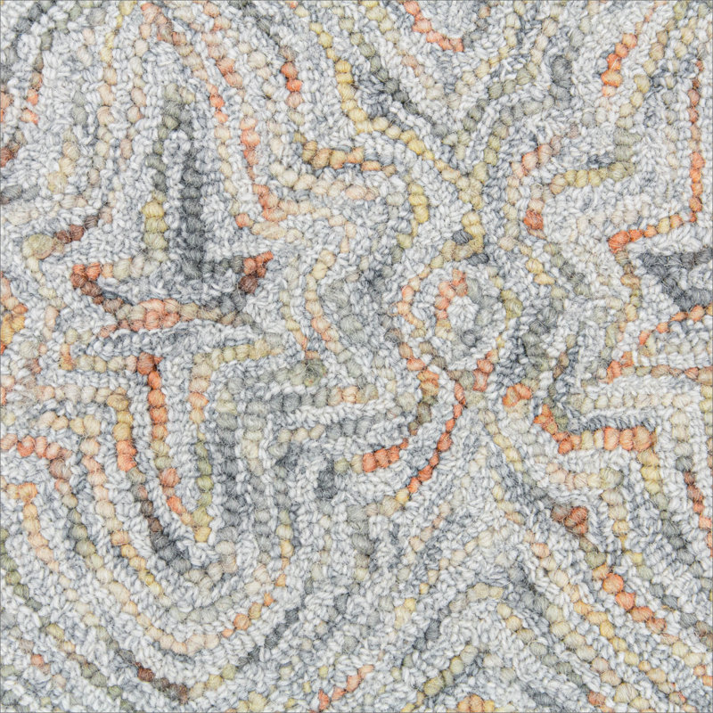 Barranco Hand Tufted Wool Gray/Yellow/Orange Area Rug, Rectangle 8'6" x 12'6"