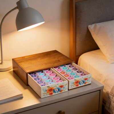 Organisateur de dosettes de café en bois avec tiroirs - Support de station de café robuste en bois massif pour K-Cups, dosettes de thé et support d'infusion