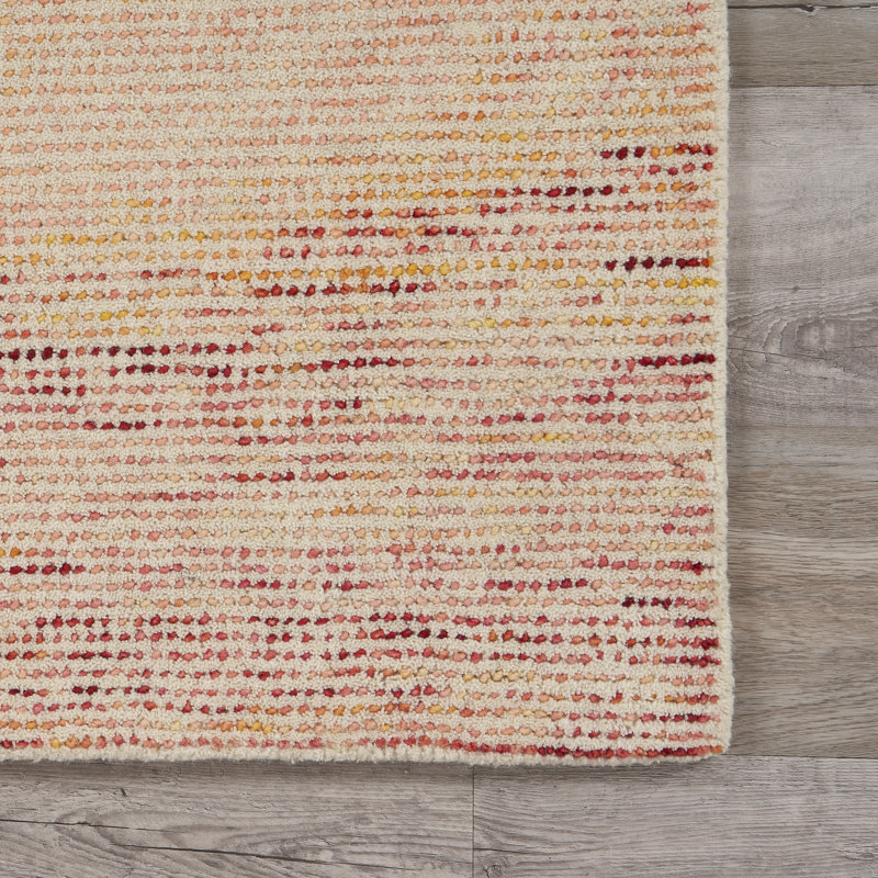 Tapis rouge / beige en laine crocheté à la main Dunbarton, Rectangle de 9 pi x 12 pi
