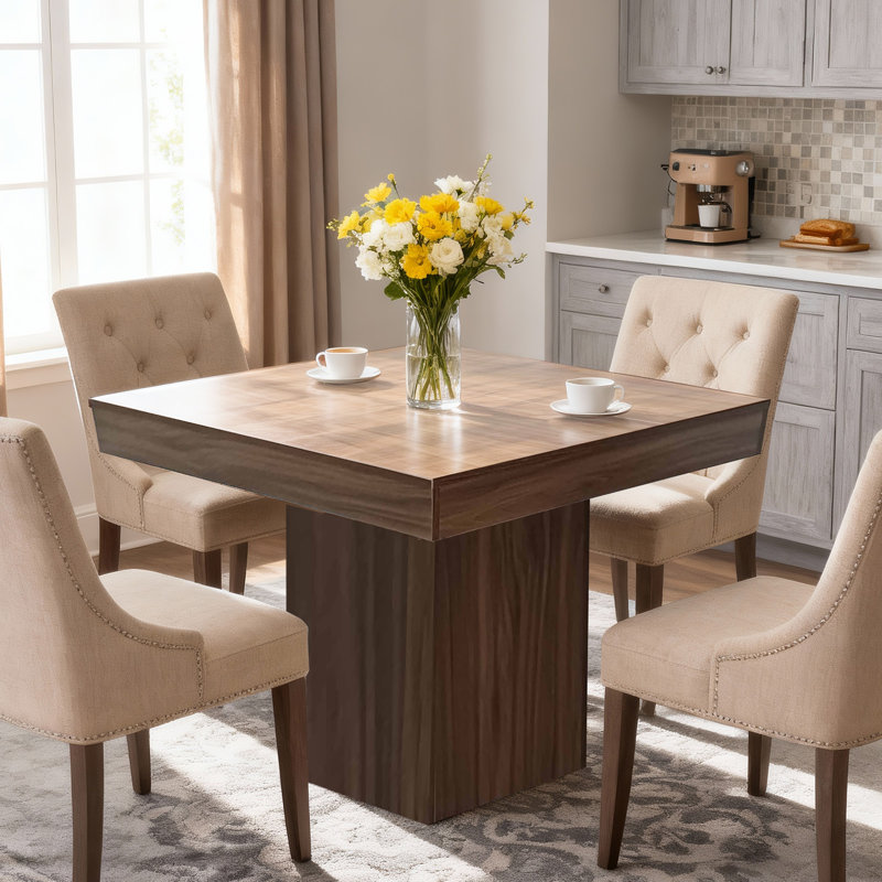 Table de salle à manger 31,5 po Modern Farmhouse, Brown Wood / Brown