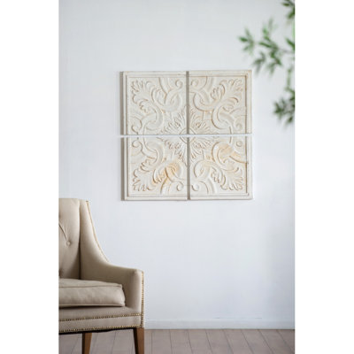 S/4 Distressed Wooden Square Wall Panels, 17.5X17.5"