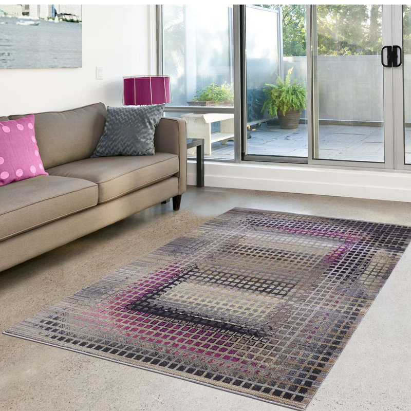 Tapis à motif géométrique gris Gratz, Rectangle 8 pi x 10 pi