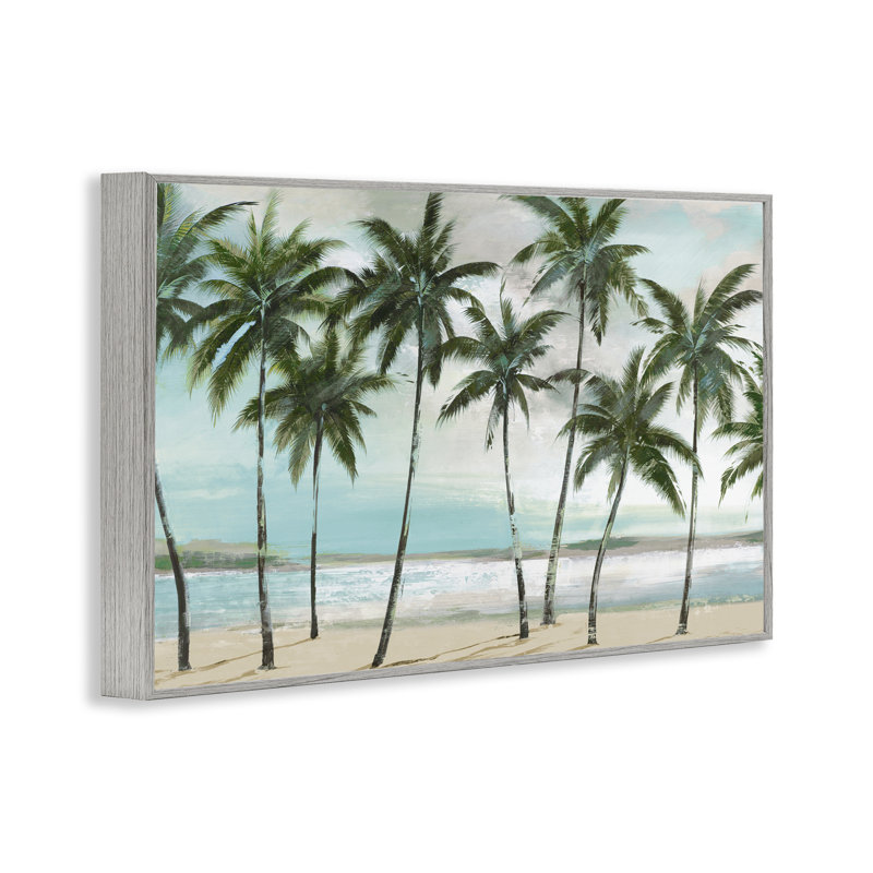 Palms in A Row Coastal, giclée encadrée, design par Lorenzo Collective, H 16 po x l 24 po, Estampe numérique Farmhouse