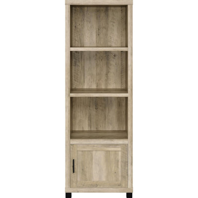 Engineered Wood Media Tower In Distressed Pine, 3 Shelves, Four Storage, Suited For Compact Living Areas - Shelf With Pine Finish, Vertical Design, Storage Home Decor And Organization
