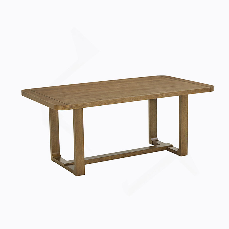 66" Rectangular Walnut Oak Sled Dining Table