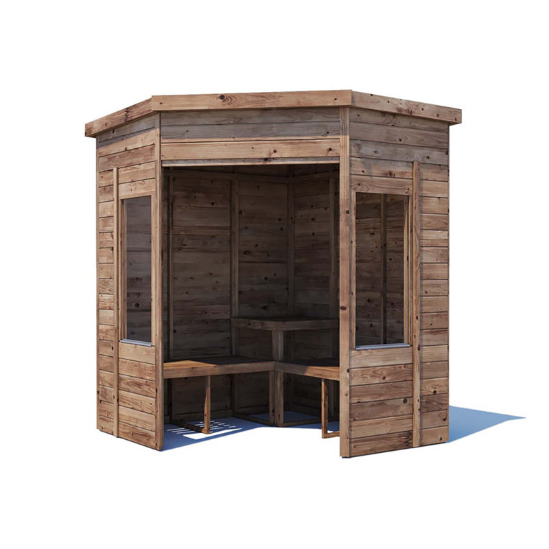 Dunster House Corner Garden Arbour with Glazed Panels, Pressure Treated, Apocallipo, 203cm H x 108cm W x 178cm D