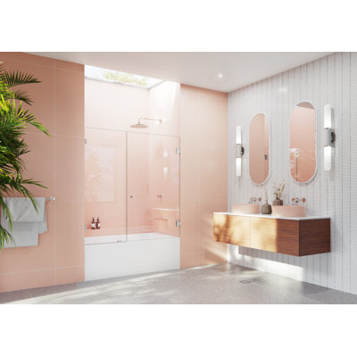 Illume 57 in. x 58.25 in. Fully Frameless Hinge Bathtub Door