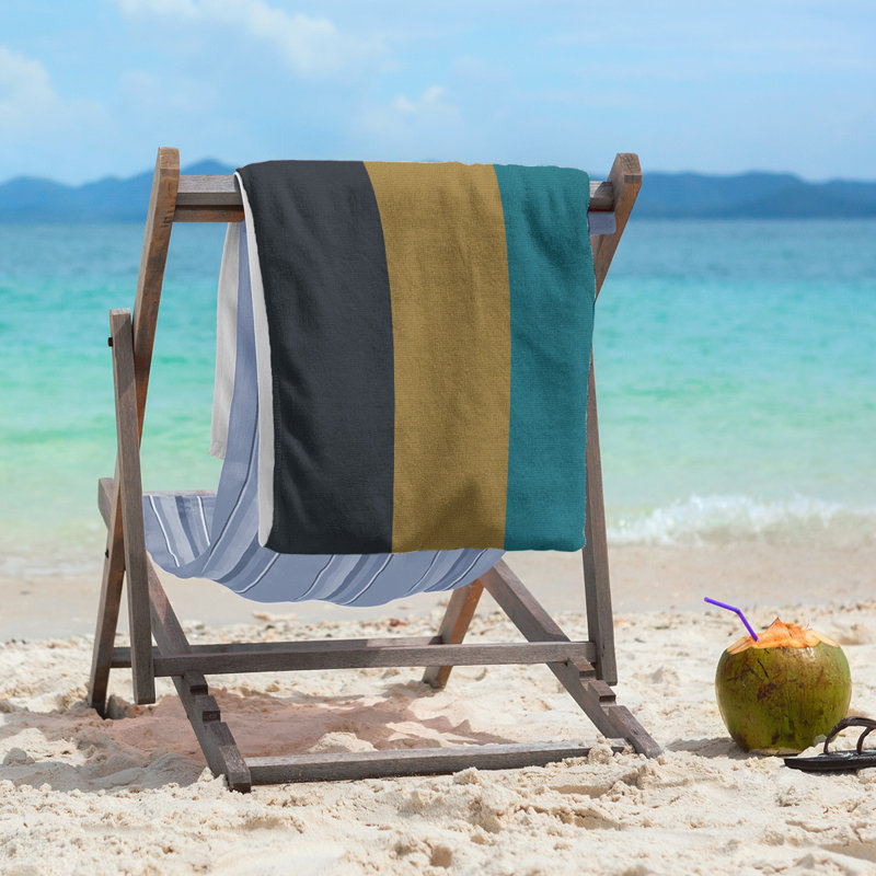 Beach Towel, Black/Dark Yellow/Teal