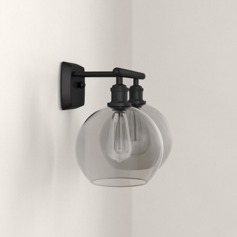 Éclairage de salle de bain à intensité variable à 2 lumières Baptista, Clair, Ampoule incandescente rétro 60 watts