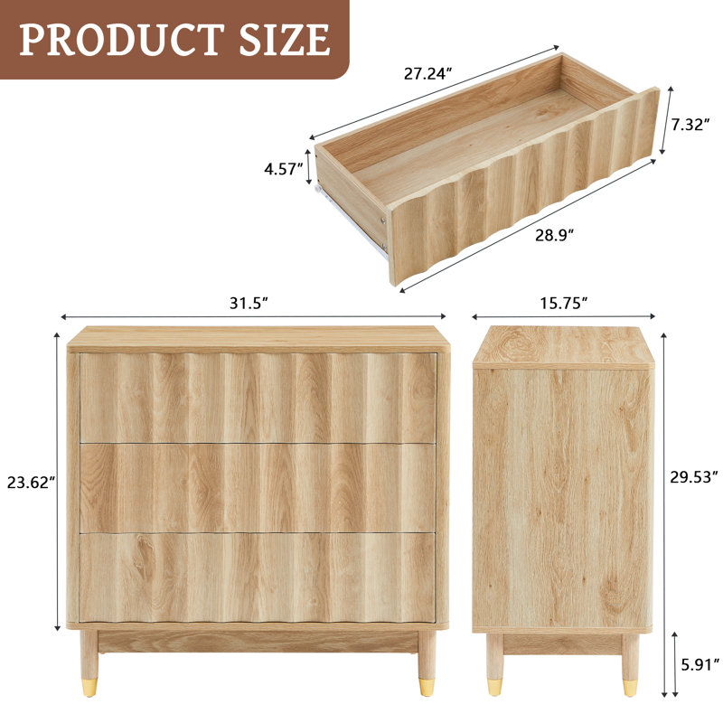 Silvena 3-Drawer Dresser (31.5" W), Yellow