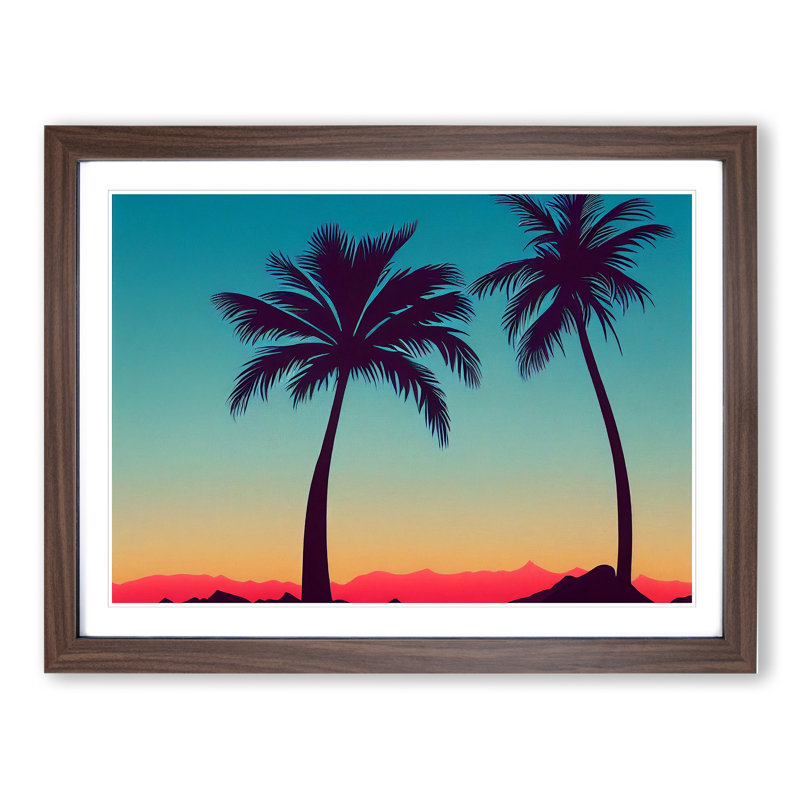 Cool Palm Trees - Framed Print, 25cm H x 34cm W x 2cm D, Walnut
