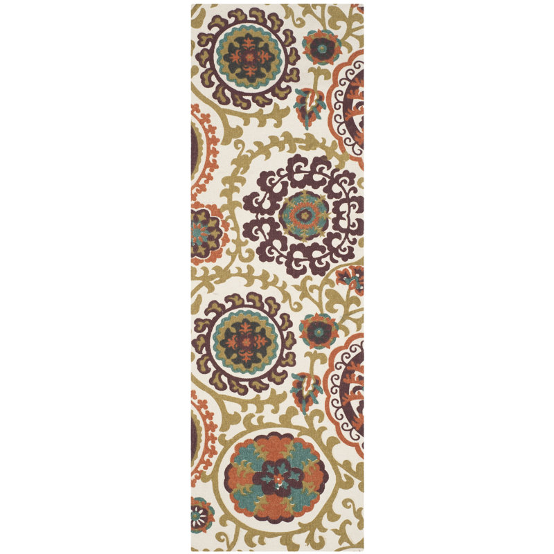 Wilburg Hand Loomed Cotton Abstract Rug, Runner 2' x 6'