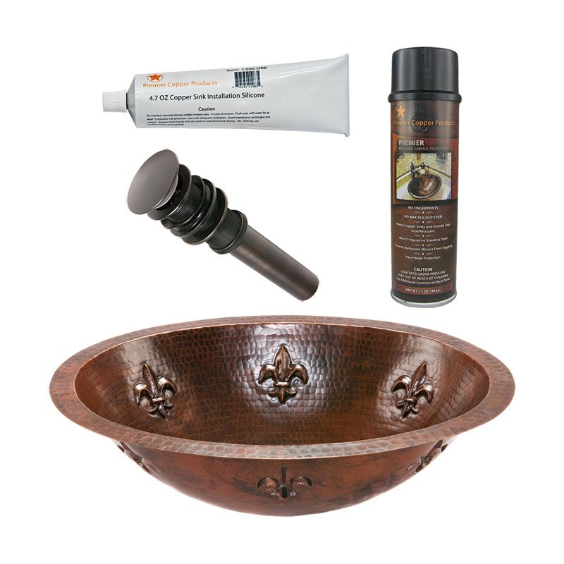 Premier Copper Products BSP5_LO19FFLDB-P Bathroom Sink And Drain Package
