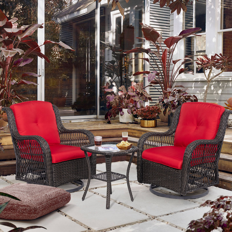 Chaise berçante pivotante avec coussins Shawen, Rouge