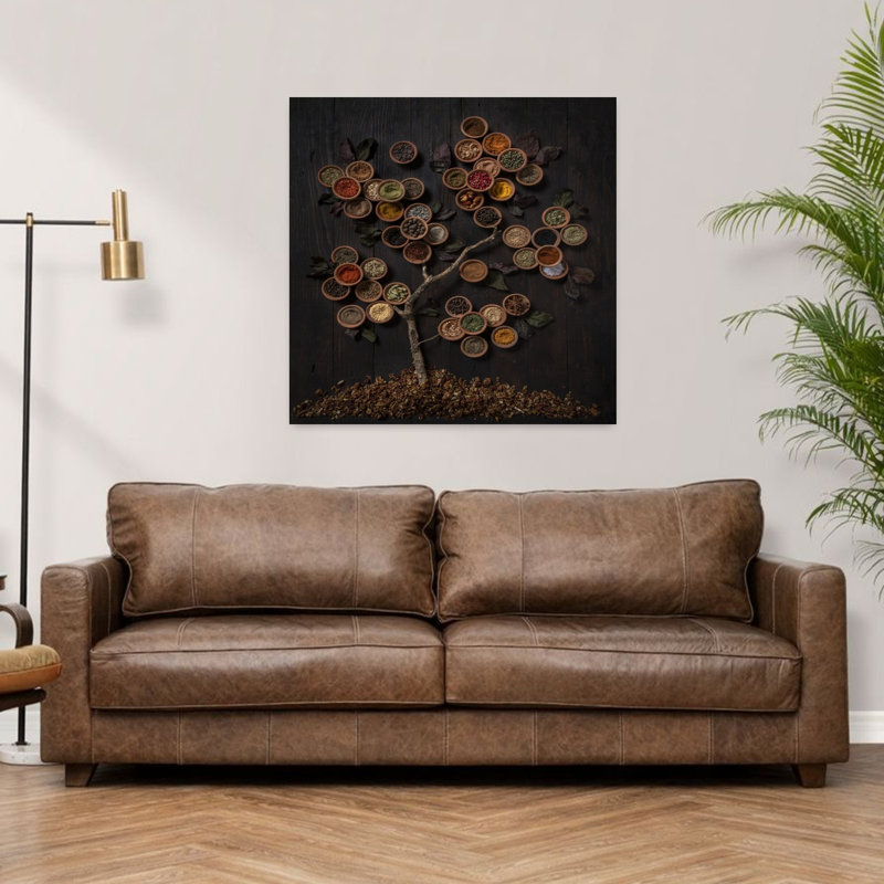Art contemporain abstrait arbre d'automne contemporain, H 36 po x l 36 po