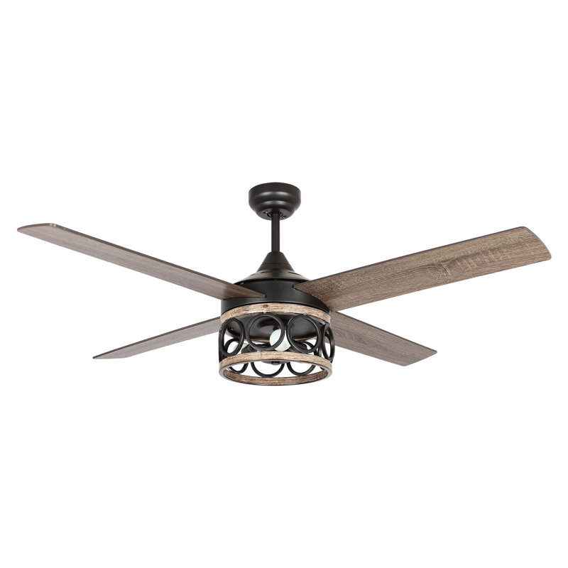Ventilateur de plafond standard à 4 pales Strasser de 52 po avec télécommande et ensemble d'éclairage inclus Strasser