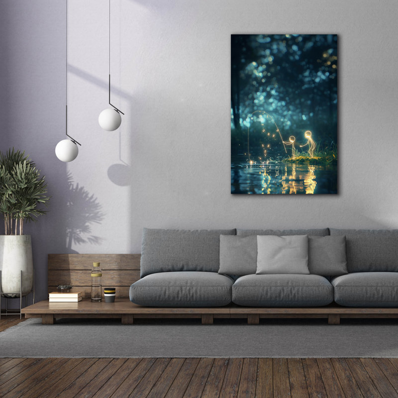 "Epic Graffiti" Pêche avec papa "par r3darch0n, art mural sur toile, 26 po x 40 po, H 60 po x l 40 po x P 1,5 po