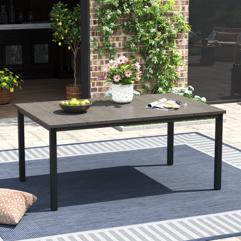 Patio Dining Table, Brush Wood Gray