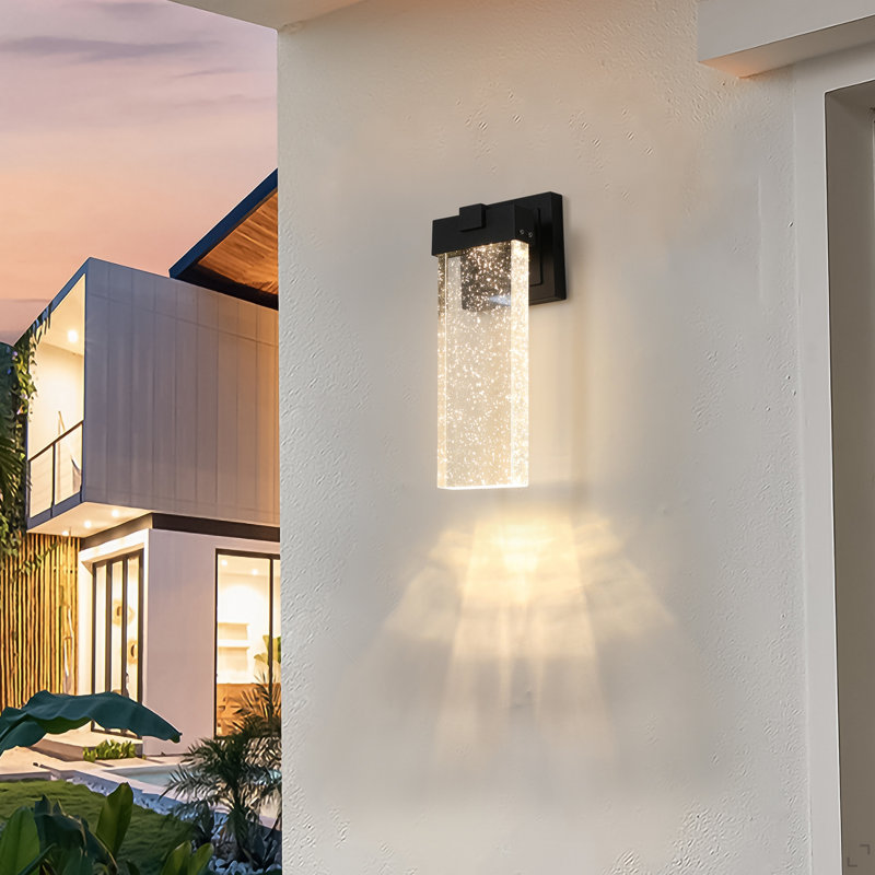 La lampe murale d'extérieur en cristal transparent imperméable à DEL supporte plusieurs types d'ampoules -12W par lampe (paquet de 2)