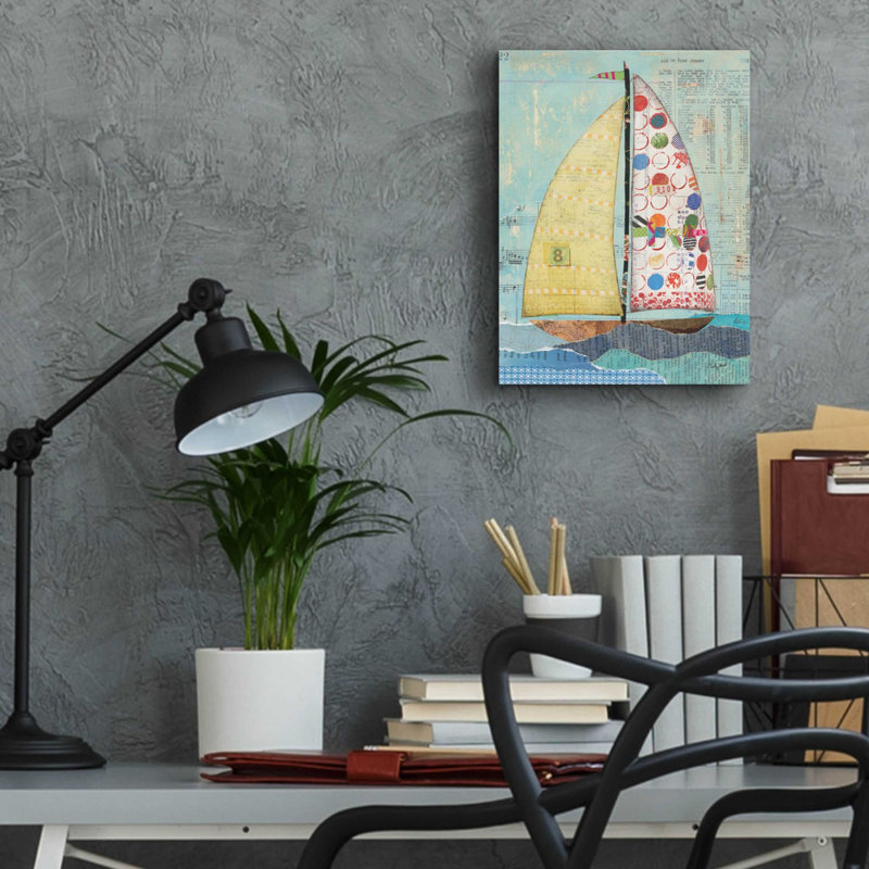 «At the Regatta I Sail» par Courtney Prahl, art mural en verre acrylique, H 16 po x l 12 po x P 0,13 po