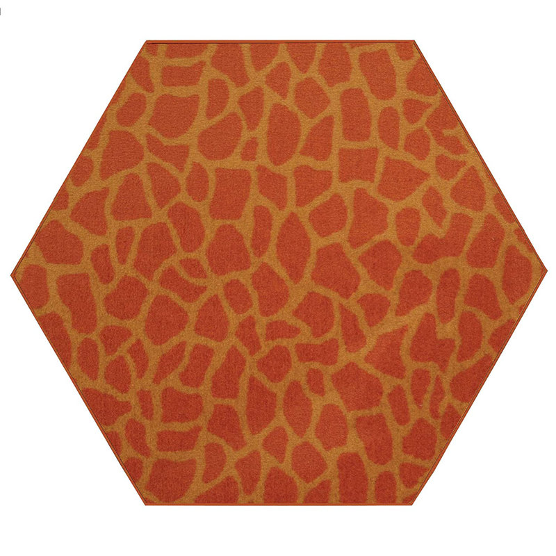 Tapis imprimé animal - Girafe sur échasses, Hexagone 7 pi