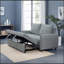 Canapé-lit convertible moderne 3 en 1 avec canapé-lit, canapé-lit convertible, futon bleu clair avec 2 coussins et poches de rangement latérales, dossier réglable en velours, pour le salon