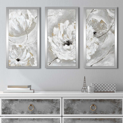 «Silver Sun Garden» par Katrina Craven - Peinture sur cadre 3 pièces