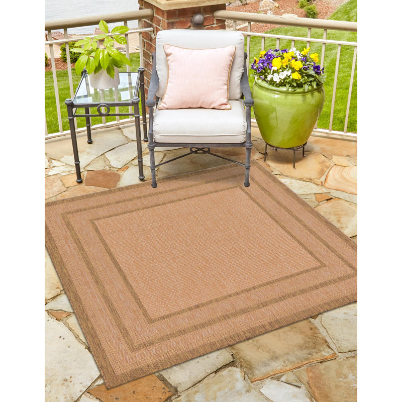 Tapis intérieur / extérieur brun clair Naples, Carré 6 pi 1 po