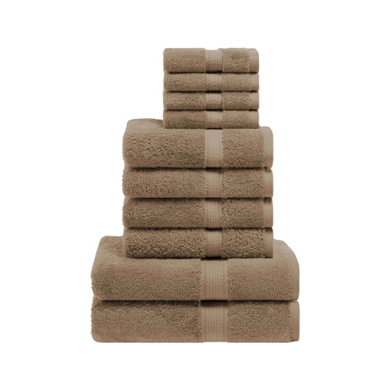 Scotia Egyptian Cotton Bath Towel Set, Latte, 10Pc Towel Set (2Bath, 4Hand, 4Face)