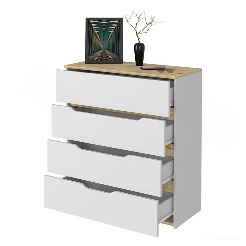Commode California, quatre tiroirs spacieux, plateau supérieur