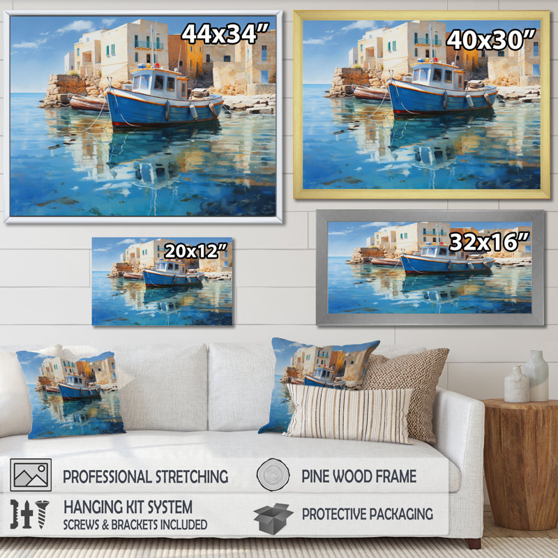 Grèce, Grèce, île grecque, odyssée II, sur toile, H 16 po x l 32 po x P 1 po, Toile tendue