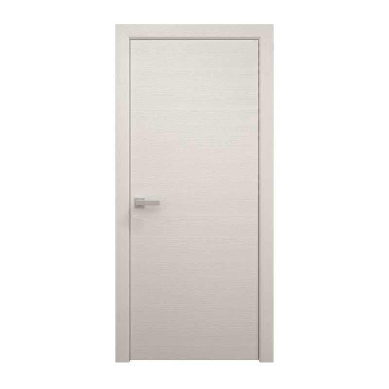 Porte intérieure française pleine 18 x 84 pouces Ego 5000 en chêne blanc peint, panneau simple, cadre standard, poignée, salle de bain, chambre à coucher, portes modernes