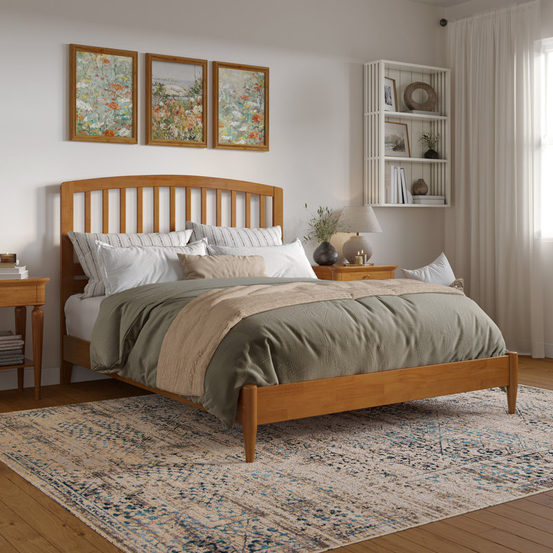 Lit plateforme en bois massif Audriel, Caramel clair, Grand