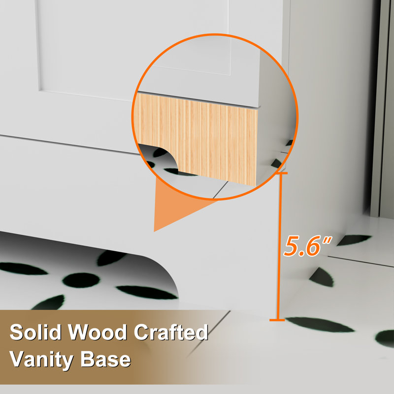 Meuble-lavabo simple 24 po avec comptoir en céramique Breonica, Blanc
