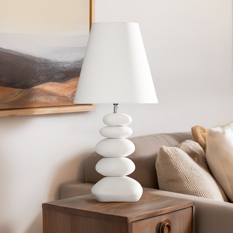 Oslo Ceramic White Stacked Stone 27 inch Table Lamp