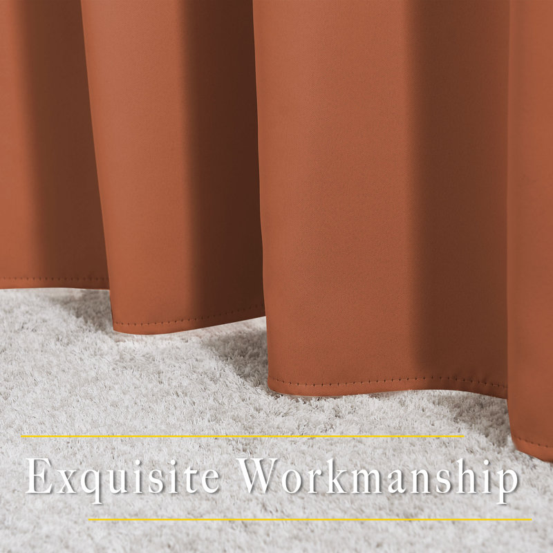 Blackout Curtains for Bedroom/Living Room Parkview Room Darkening Grommet Modern Drapes, 52" W x 63" L, Burnt Orange